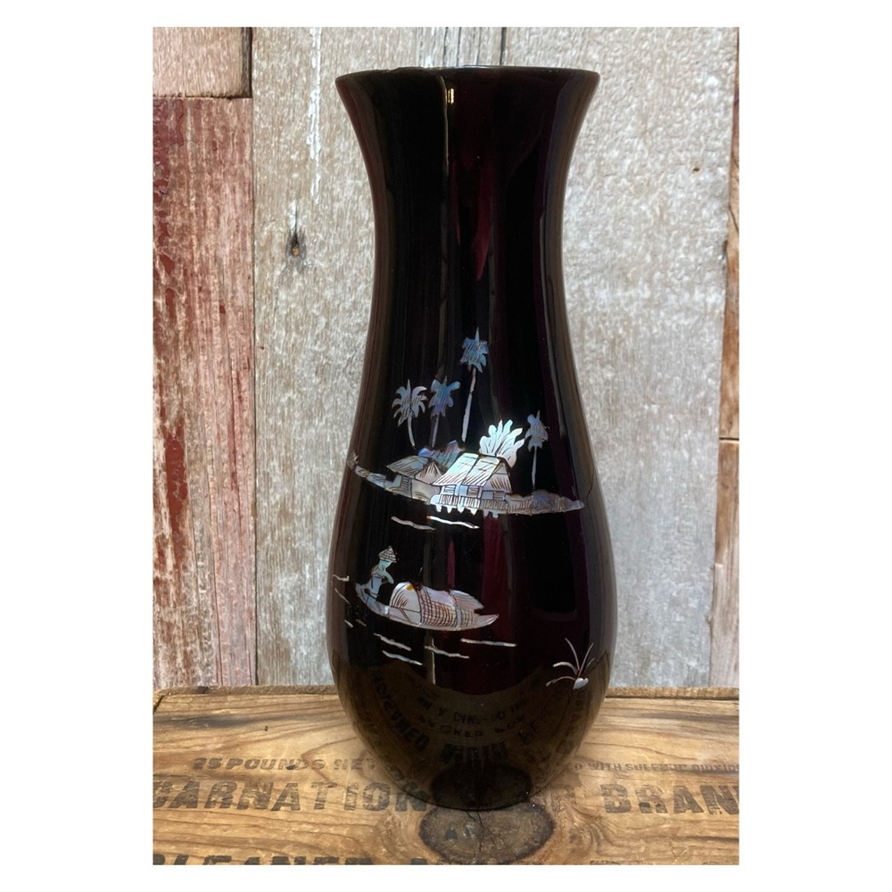 Vintage Inlaid Shell Vase